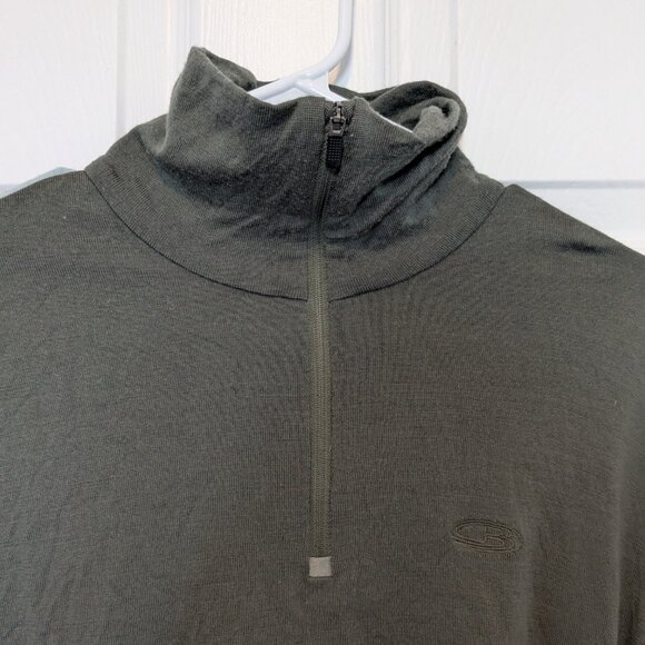 Icebreaker Bodyfit 260 Merino Wool 1/4 Zip Sweater Womens Large Green Mock Neck - Picture 2 of 10
